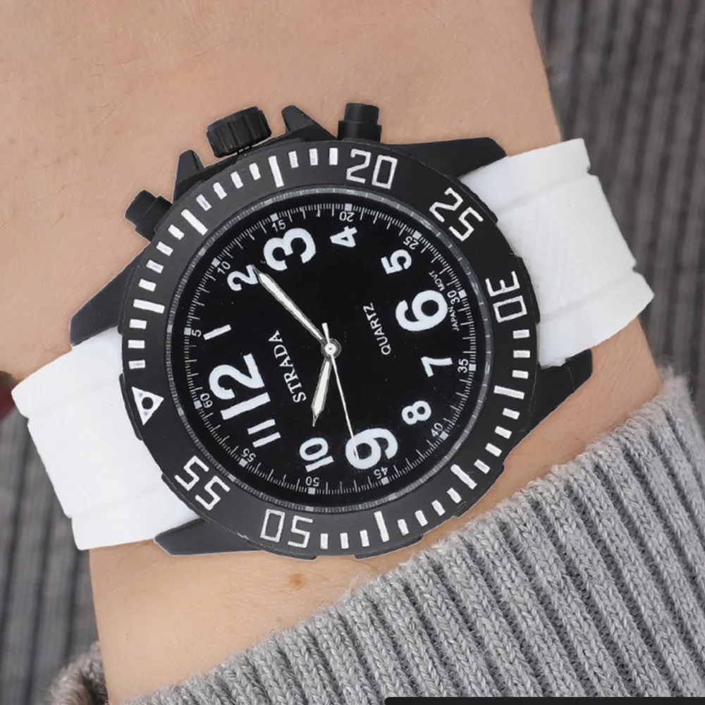 Watch with White Silicone Strap